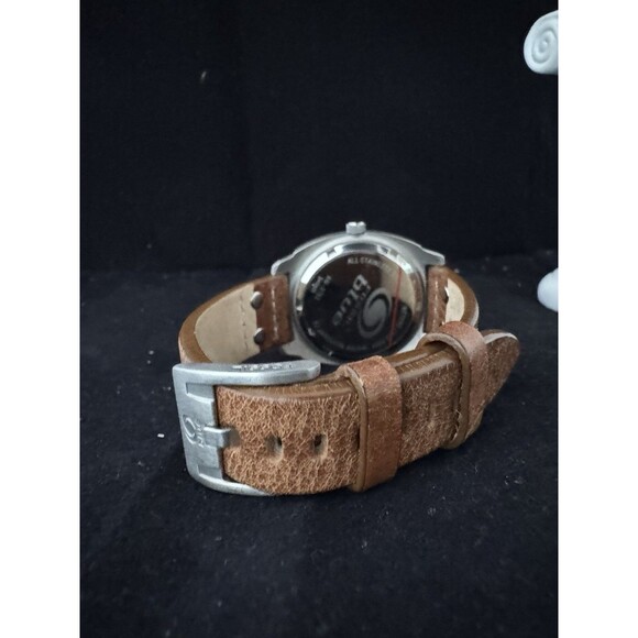 Fossil Blue Watch Men Date Stainless Steel Silver Batt Leather Brown 100m Quartz - Picture 8 of 10